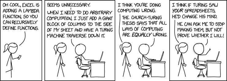 Excel Lambda xkcd.com/2453/ m.xkcd.com/2453/