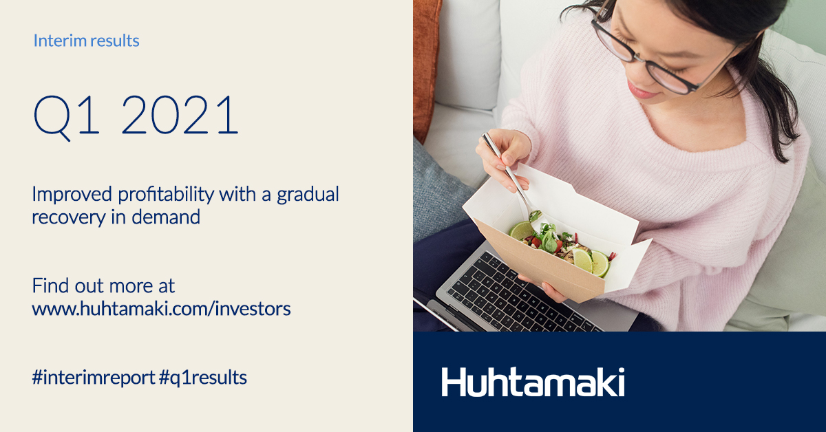 Huhtamaki´s Q1 2021: Improved profitability with a gradual recovery in demand. Read the full release at: bit.ly/2Qf1Zox #interimreport #q1results