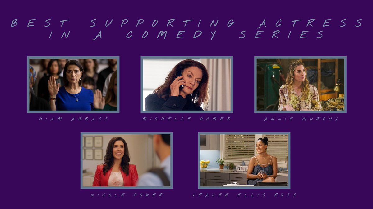 BEST SUPPORTING ACTRESS IN A COMEDY

#HiamAbbass - #Ramy
@MichelleGomez - #TheFlightAttendant 
@annefrances - #SchittsCreek
@NicolePower3 - #KimsConvenience 
@TraceeEllisRoss - #blackish 

VOTE NOW: forms.gle/Bg8TjgsYahbR34…