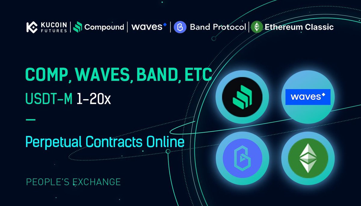 #KuCoinFutures has launched USDT-margined <a href="/compoundfinance/">Compound Labs</a> $COMP,  <a href="/eth_classic/">Ethereum Classic</a> $ETC, <a href="/wavesprotocol/">Waves 🌊</a> $WAVES, <a href="/BandProtocol/">Band</a> $BAND perpetual contracts, supporting 1-20x leverage.

🚀Trade now: futures.kucoin.com/trade

Details: kucoin.com/news/en-kucoin…