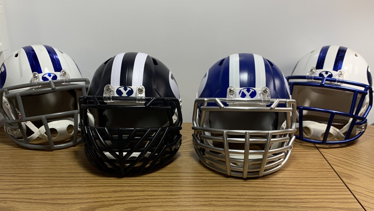 BYUhelmets's tweet photo. Got some sweet facemask upgrades for helmets in the personal collection, courtesy of @HokieCustoms #BYU #byufootball #gocougs #byucougars #minihelmets #customminis https://t.co/eQf5GE0xbO