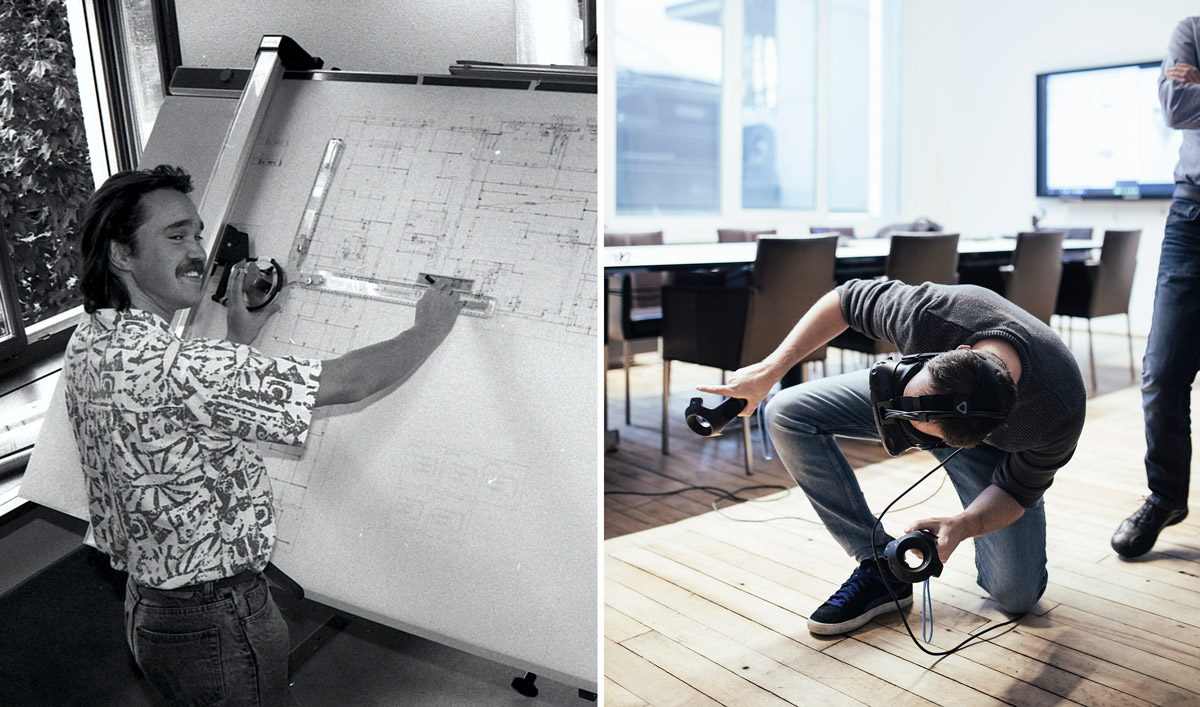 Wir melden uns in einer Woche! Der 6-Farben-Druck von Plänen beanspruchte damals eine Woche! Heute ist #BIM  (Building Information Modeling) Standard in der @HHM Gruppe. Die beiden Bilder trennen genau 30 Jahre HHM Entwicklungsgeschichte. hhm.ch/70jahre/