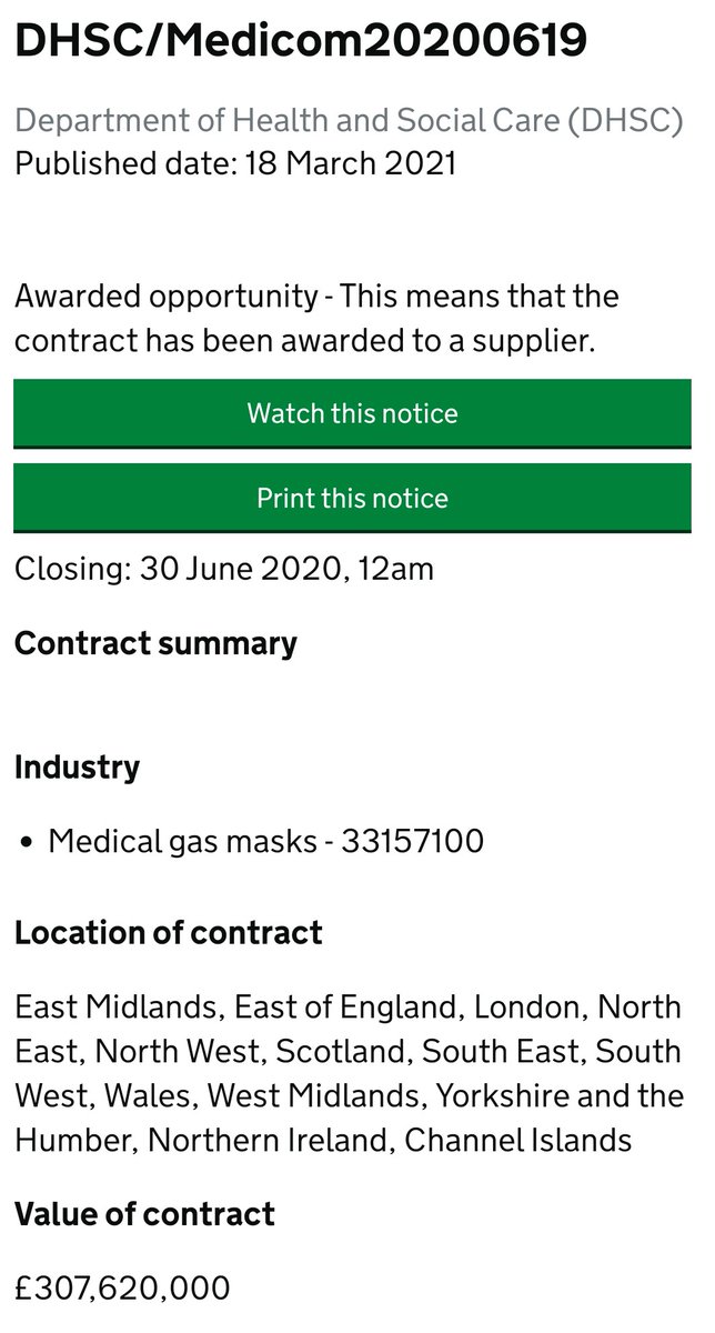 Those transparency failures continue to this day, months after Boris Johnson misled Parliament by claiming everything was in the open. This £307m contract has still not been published.  https://www.contractsfinder.service.gov.uk/Notice/561e39a7-0d82-4dfc-a967-e94ea08b9242