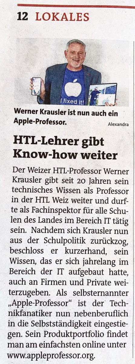 Appleprofessor in der Presse   👌