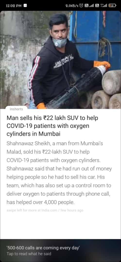 IfsSitanshu's tweet image. My Hero..😍
Kudos to Shahnawaz Sheikh who is helping #COVID19 patients with oxygen cylinders
#service