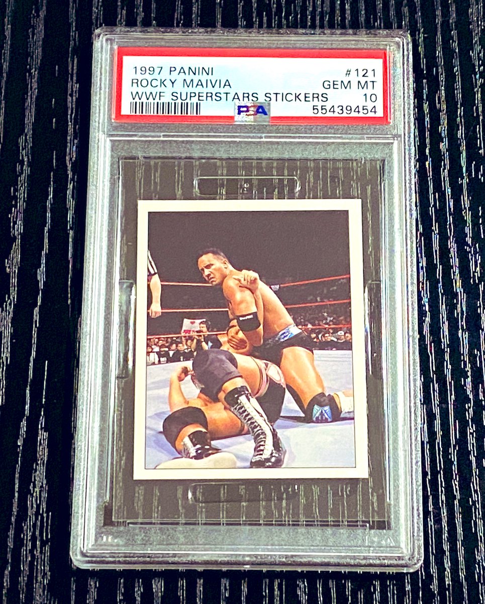 POP 1!! Rock 1997 Panini
Could this go for more than 34k??

<a href="/Wrestlingcardk1/">Rob England 👑</a> 
<a href="/dpeck100/">David Peck</a> 
<a href="/wrestlingcards/">Wrestling Trading Cards</a> 
<a href="/MajorWFPod/">Major Wrestling Figure Podcast</a> 
<a href="/CardTalkPod/">Card Talk</a> 
<a href="/GarrettUnruh/">CardCutter of SlabCity Sports Cards</a> 
<a href="/cutlerscards/">Cutler’s Cards</a> 
<a href="/WatchTheBreaks/">The Breaks</a> 
<a href="/TheRock/">Dwayne Johnson</a> 
<a href="/KenGoldin/">Ken Goldin</a> <a href="/GoldinAuctions/">Fahad</a>