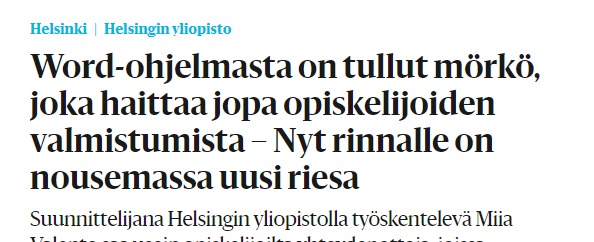 Kun herää töihin ja huomaa, että Helsingin Sanomat käyttää yhdenvertaisuudesta, ihmisoikeuksista ja saavutettavuudesta otsikossaan termiä "riesa", tietää, etteivät työt ainakaan hetkeen lopu. #yhdenvertaisuus #saavutettavuus <a href="/hsfi/">Helsingin Sanomat</a>