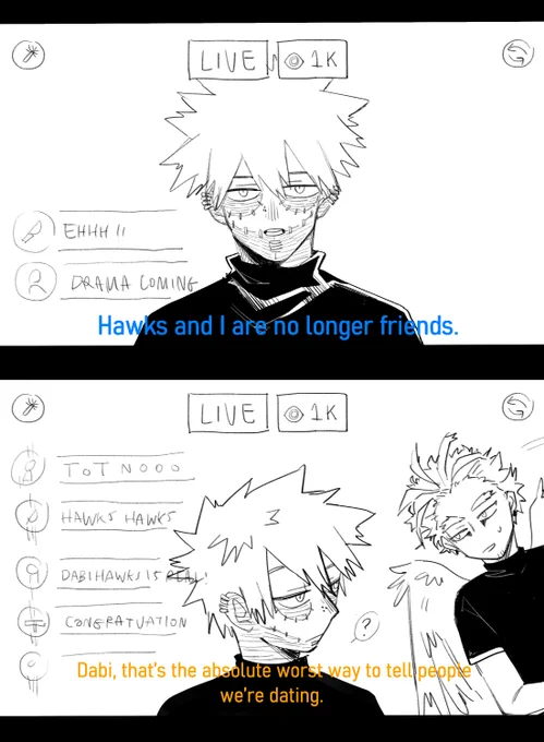 from Tumblr&gt;incorrect-league-of-villains plus a little bit of continue joke from me.#dabihawks 