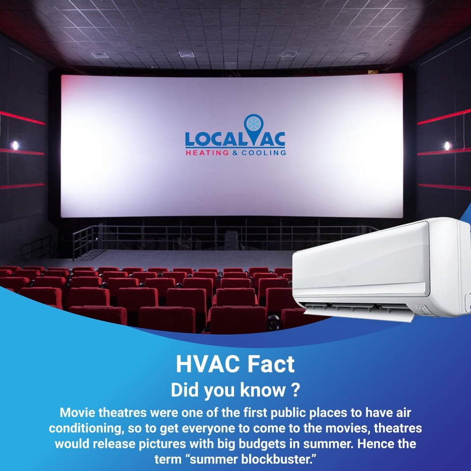 TheLocalAC's tweet image. HVAC Fun Fact

Did you know?
Movie theatres were one of the first public places to have air conditioning, so to get everyone to come to the movies, theatres would release pictures with big budgets in summer. Hence the term “summer blockbuster.”
#localac #hvac #hvaclife #acrepair