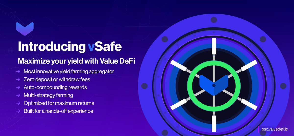 Product Intro no.1: #vSafe; the ultimate enhanced vault! 😎

To celebrate the recent success of #vSafe on #BSC, we're giving $100 each to 5 lucky followers: 
✔Like
✔Follow
✔Retweet and tag 3 friends
Winners selected in 48hrs! 🥳

Join #vSafe today: bsc.valuedefi.io/#/vsafe/?utm_s… 👈