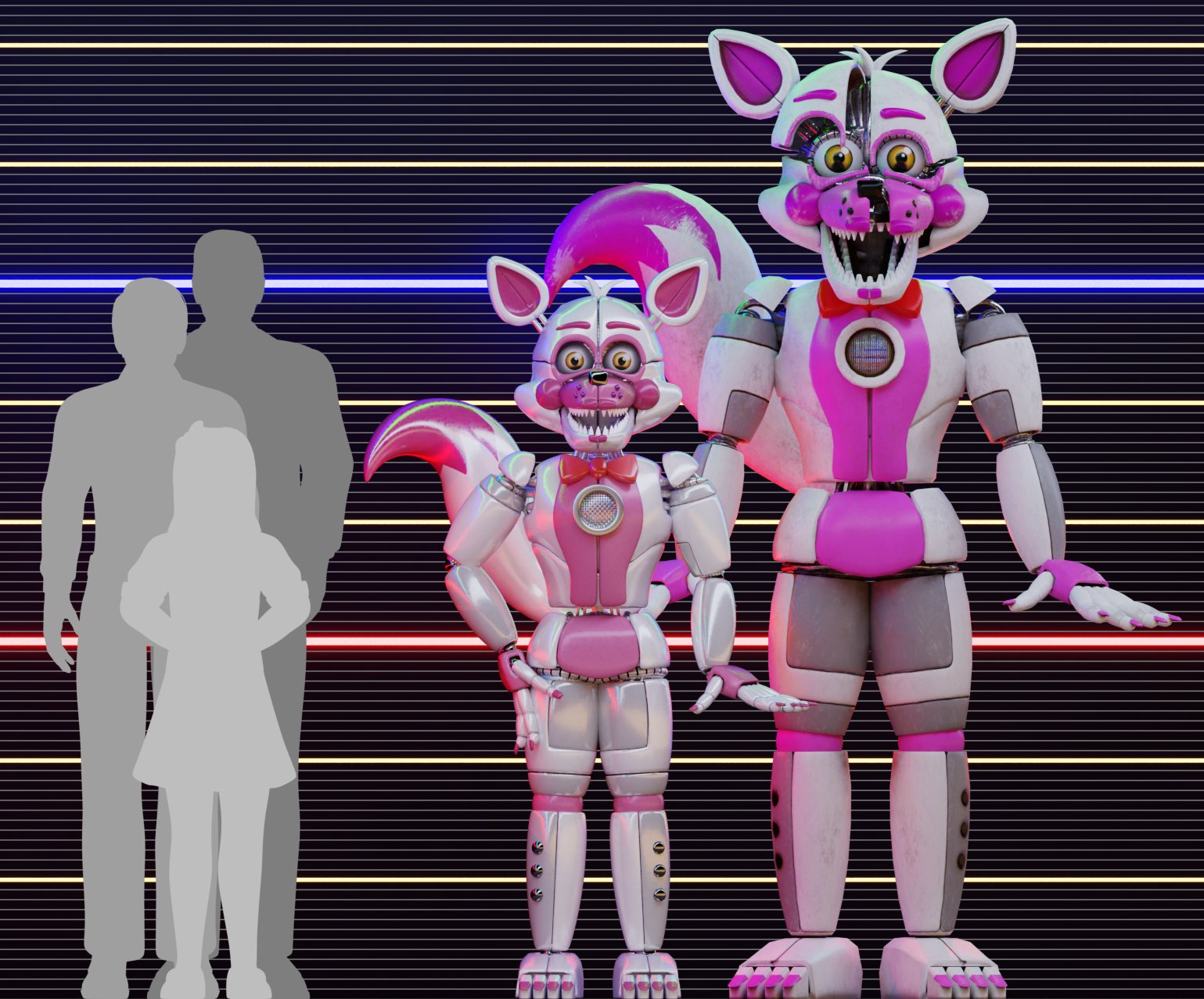 AstroMonster, Kisser of Beasts on X: FINALLY IT IS DONE! Here is a height  chart of all of the characters in #FNaF: Help Wanted, split into four for  viewing convenience! The three