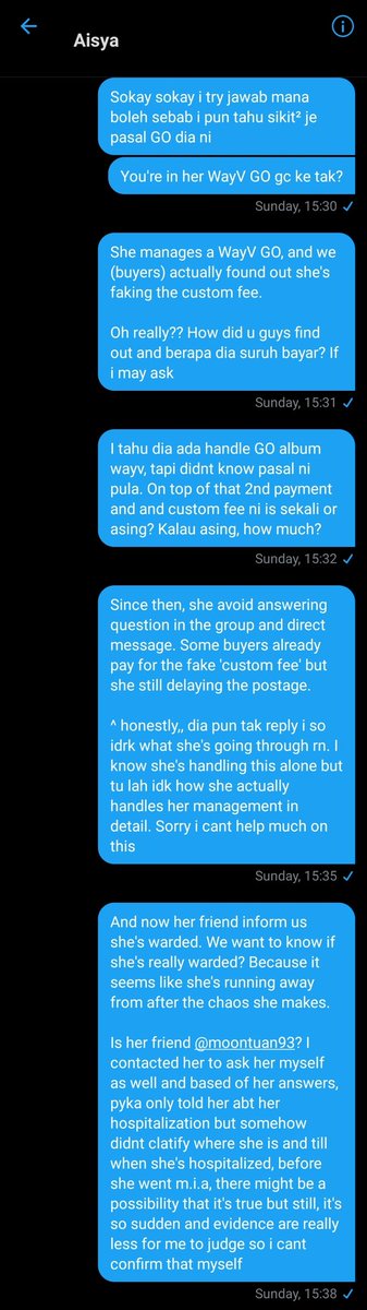 One of your KickBack buyers (Aisya) even dmed me randomly to ask abt your whereabouts. Link to the expose thread Aisya made: (in QRT, idk why i cant paste link rn)