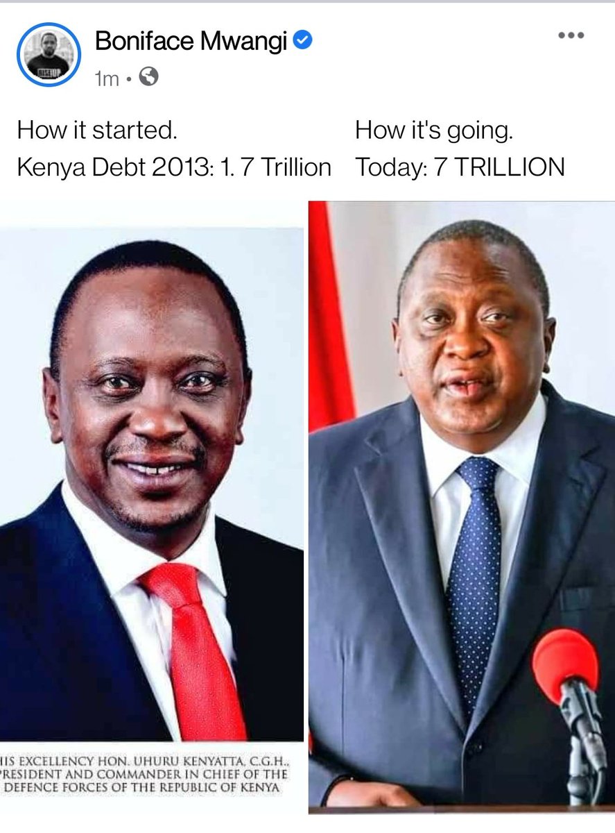 Obama became president in the middle of an economic recession in the US. He revived the economy, created jobs and gave Americans affordable healthcare. Obama aged and his hair grayed.
President Uhuru just borrowed recklessly and his body ballooned just like our national debt.