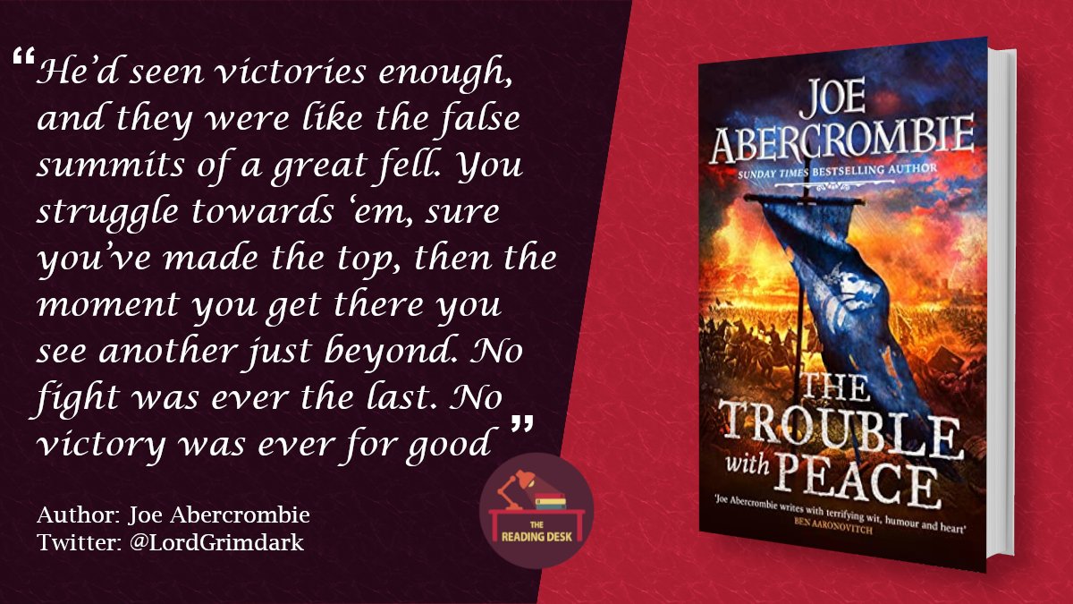 TBRreviews's tweet photo. #BookReview ⭐️⭐️⭐️⭐️⭐️
#ATroubleWithPeace by Joe Abercrombie @LordGrimdark 
https://t.co/xSMsefbWfC…

I have visited this fantasy world for many years and been fascinated by the range and diversity of characters I’ve met.
#ReadingDesk #NetGalley @orionbooks @gollancz https://t.co/WoUTxUIUBm
