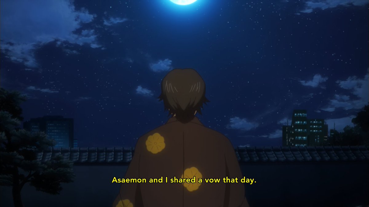 Yaemon and Asaemon are the proud children of 16th Ikeda Yaemon. They adore him as a father and as a master, but due to his actions (saving Joi Patriots sentenced to death) they have to kill him to protect his name and the Clan& #39;s and Yaemon has to take all the blame for treason.