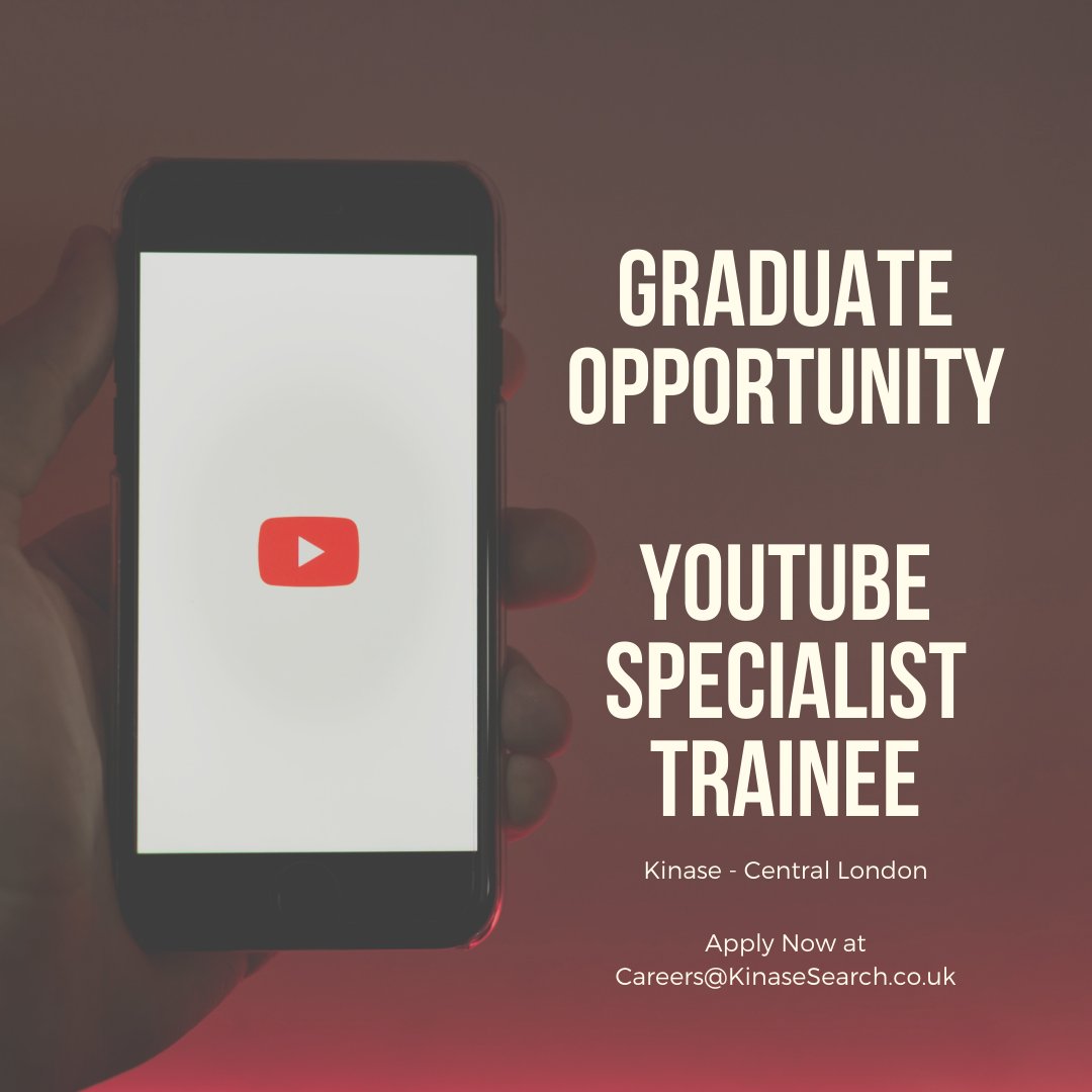 We can't spell YouTube without you! 

We are looking for a graduate to join our growing YouTube team, a genuine interest in digital marketing is a must!

Apply with your CV and Cover letter to careers@kinasesearch.co.uk  

#graduatejob #graduateopportunities #digitalmarketingjobs