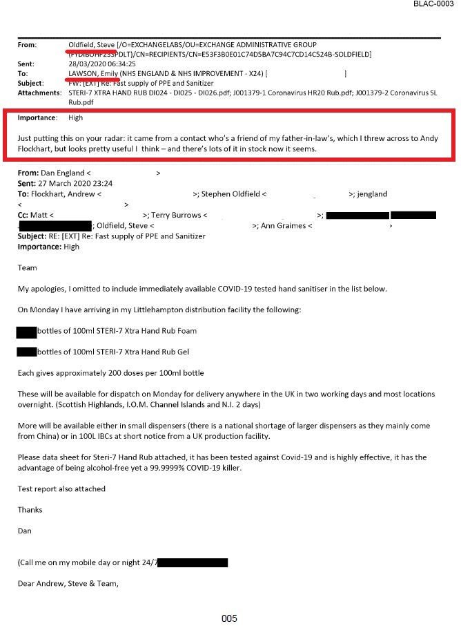 Government has described Pestfix ending up on the VIP Lane as a "mistake" and the NAO couldn't explain further.  But these emails we can reveal today show Pestfix was referred to the VIP Lane: