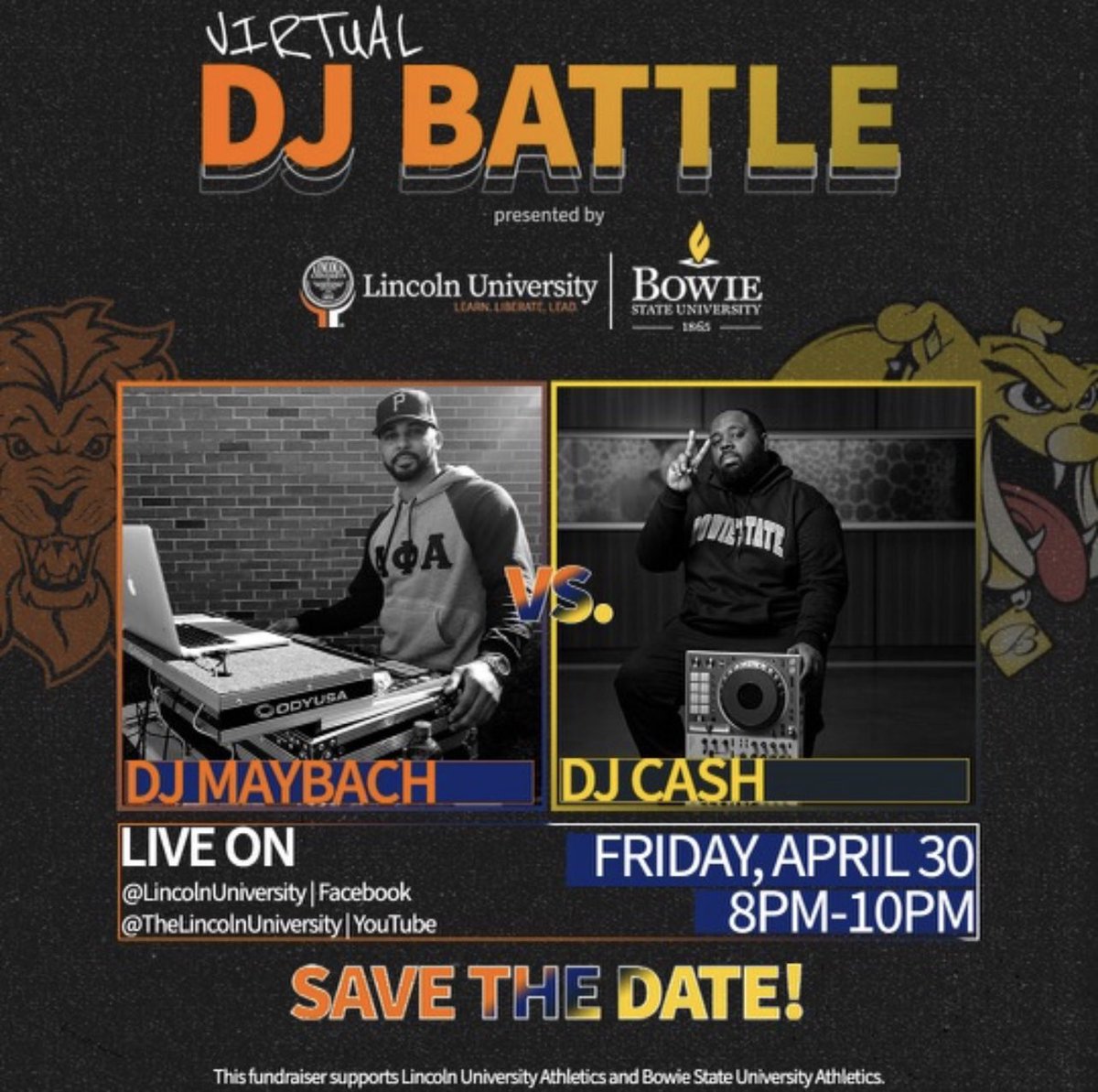tstinz's tweet photo. It’s coming!  Make time to enjoy a good time, with good music and a purpose (That means we are raising money y’all)!  The ultimate versus is coming Lincoln vs Bowie State!  Who ya wit?  L-U!  That tried and true, Orange and Blue! https://t.co/0AcqF6PssE