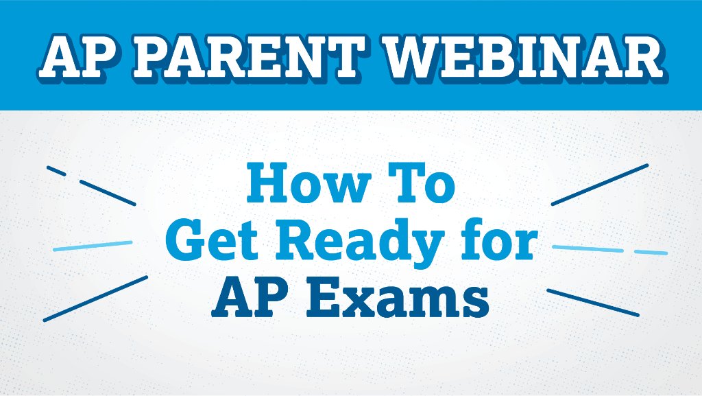 Parents and their AP students are invited to attend a special webinar 🔹TODAY🔹 at 7 pm ET. A panel of experts will share important information about AP Exams and how to prepare for them.

Register here: spr.ly/6015H4z2D.