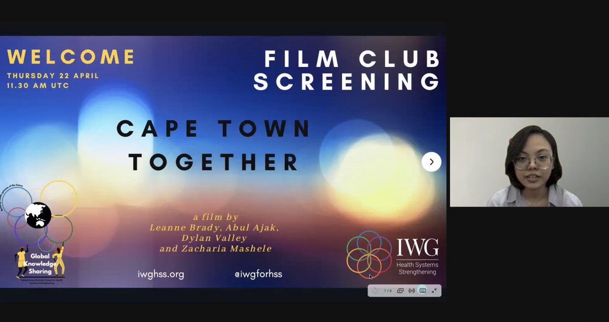 IWG for Health Systems Strengthening (@iwgforhss) on Twitter photo The first global screening of the IWG Film Club is happening now! We are incredibly excited to screen 'Cape Town Together' with <a href="/BradyLeanne/">leanne brady</a>, Abul Ajak, Dylan Valley, and Zacharia Mashele. #IWG2021 The first global screening of the IWG Film Club is happening now! We are incredibly excited to screen 'Cape Town Together' with <a href="/BradyLeanne/">leanne brady</a>, Abul Ajak, Dylan Valley, and Zacharia Mashele. #IWG2021