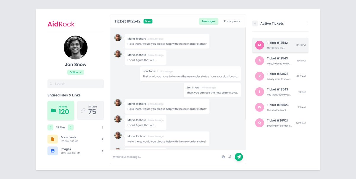 ZabirAnik's tweet image. Day 0⃣4⃣3⃣ - Day 0⃣4⃣8⃣

✅ Aidrock: Working on a Real-time chatting support system made with socket.io, #tailwindcss, #Nodejs, #expressjs.

Done with the UI/UX part, working with #websocket is fun.

#100DaysOfCode #webdevelopers #productdesign