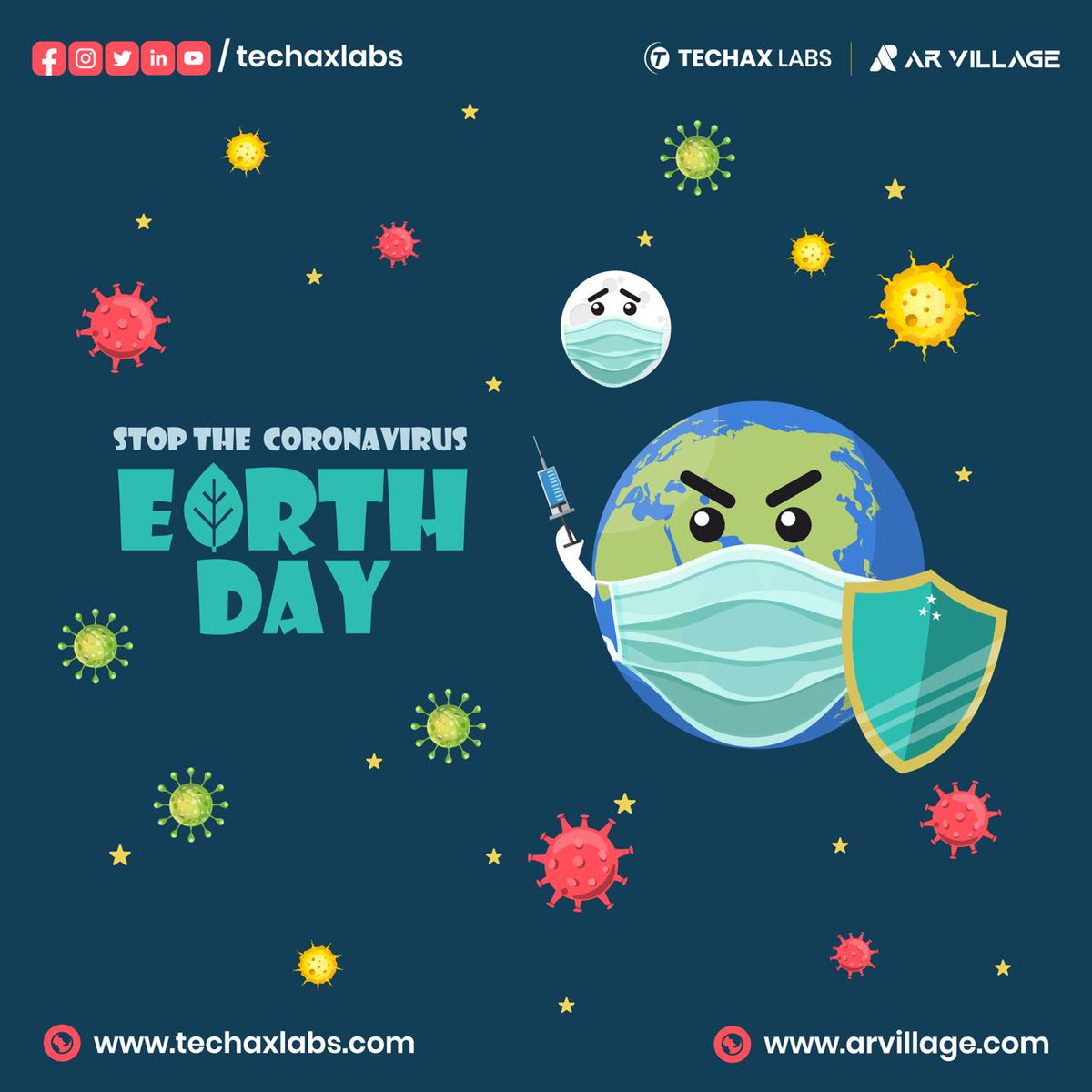 TechaxLabs's tweet image. 😷 Wear Mask and Maintain Social Distancing and Save the earth from this Pandemic. 🌱🌎

#EarthDay2021 #techaxlabs #arvillage #COVID #CoronavirusPandemic #earthday #eathday22april #22aprile