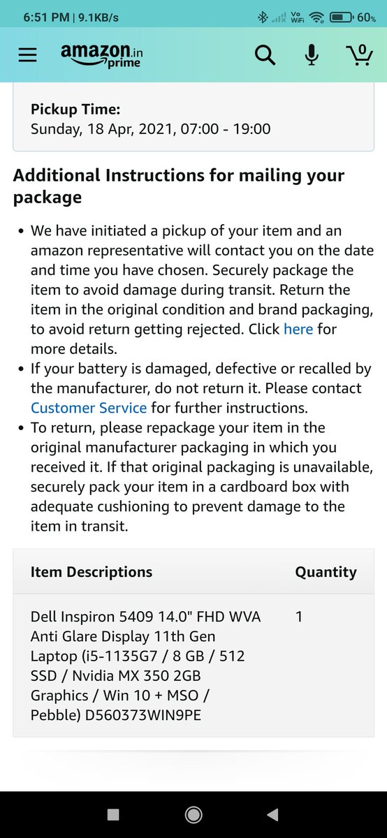 SachinJadhav90's tweet image. Amazon not pickup that wrong item which they delivered.
Amazon delivered wrong Dell model. I ordered Dell 5409 and received Dell model 5406. Now Amazon not pickup that wrong item.And my money is still with Amazon.Could you please help me @jagograhakjago @amazonIN @AmazonHelp