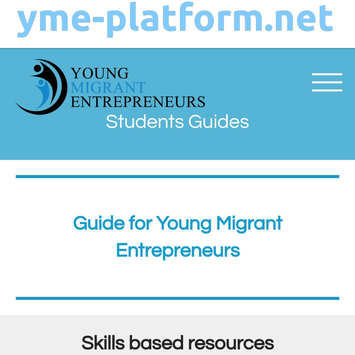 The YouTube event also includes a presentation of our YME platform. This platform showcases all produced guides for the young migrant entrepreneurs and their youth workers and mentors in an integrated way.