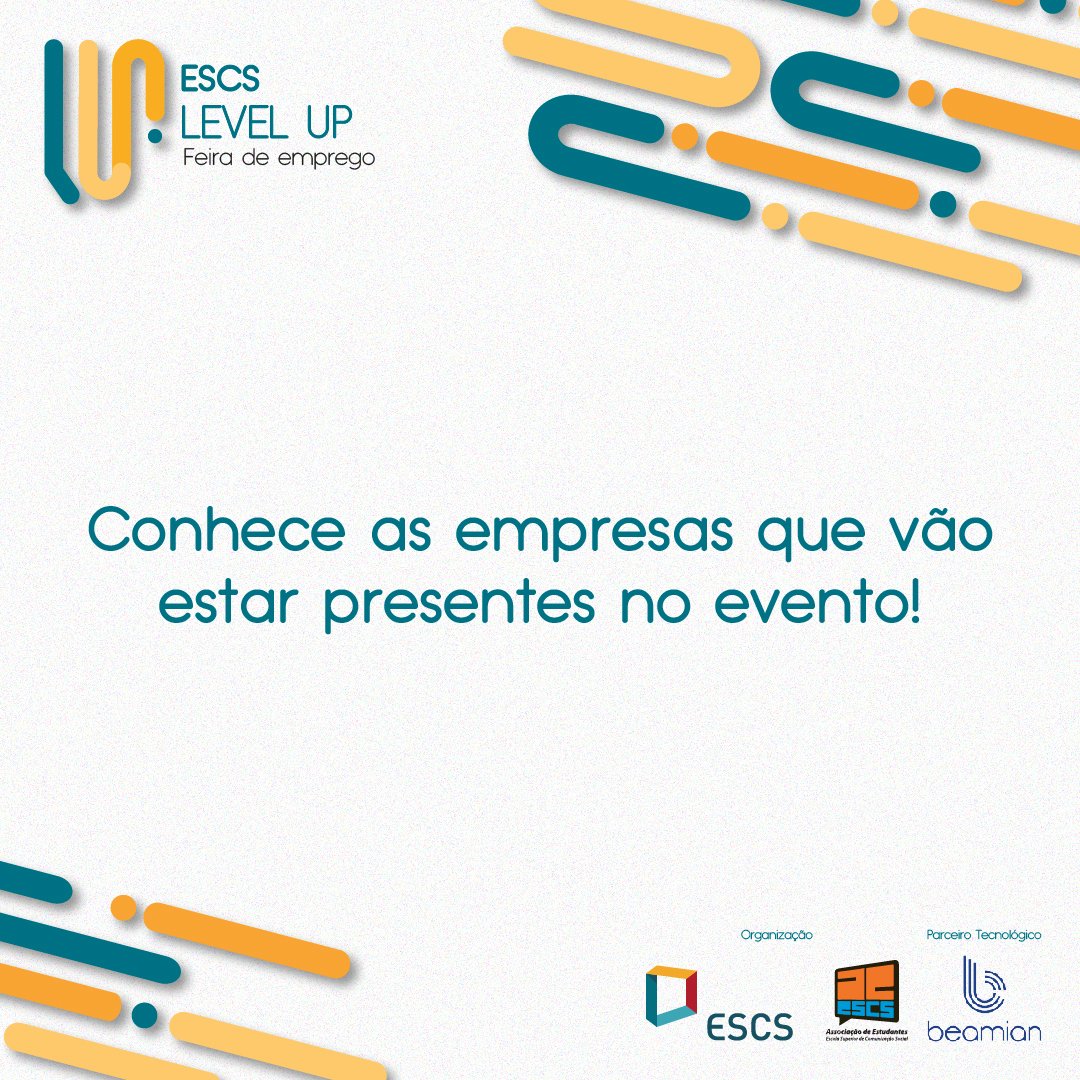 ESCS's tweet image. 📢 São 28 as empresas que garantiram a sua presença na 1.ª edição da Feira de Emprego #ESCSLevelUp. 📢 • 📌 Descobre quais são e inscreve-te: bit.ly/3gnPAt4