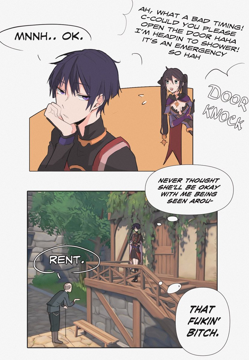 SCRAMONA WEEK LETS GOO haha despite me warning u guys before, I actually DID the first day prompt - domectic Scaramona!! 🥺🤚 
Why stay in Fatui occupied Grand Hotel room for free when you can pay ur girlfriend's rent??
#ScaramonaWeek 