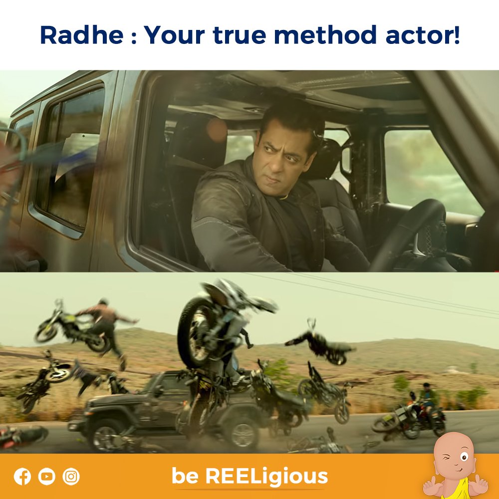 bereeligious's tweet photo. Bhai ab road pe bhi 🤣🤣🤣
.
.
.
#bereeligious #radhe #radhetrailer #radhetraileroutnow #salmankhan #salmankhanmemes #SKFFlims #radheyourmostwantedbhai #meme #memes #eidmubarak #eid #eid2021 #radhetrailer https://t.co/y4jTex5p0B