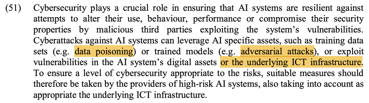 "High-risk AI systems should ... meet an appropriate level of accuracy, robustness and cybersecurity in accordance with the generally acknowledged state of the art". What does it actually mean today? In 10 years?  #AIRegulation