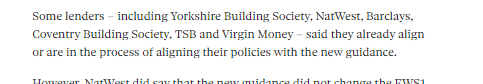 However, if there is anything that the last year looking into EWS has told me, often the public statements on policy can be different to what is happening on the ground.We are keen to hear from anyone who has been asked for EWS on exempt buildings by these banks DMs open