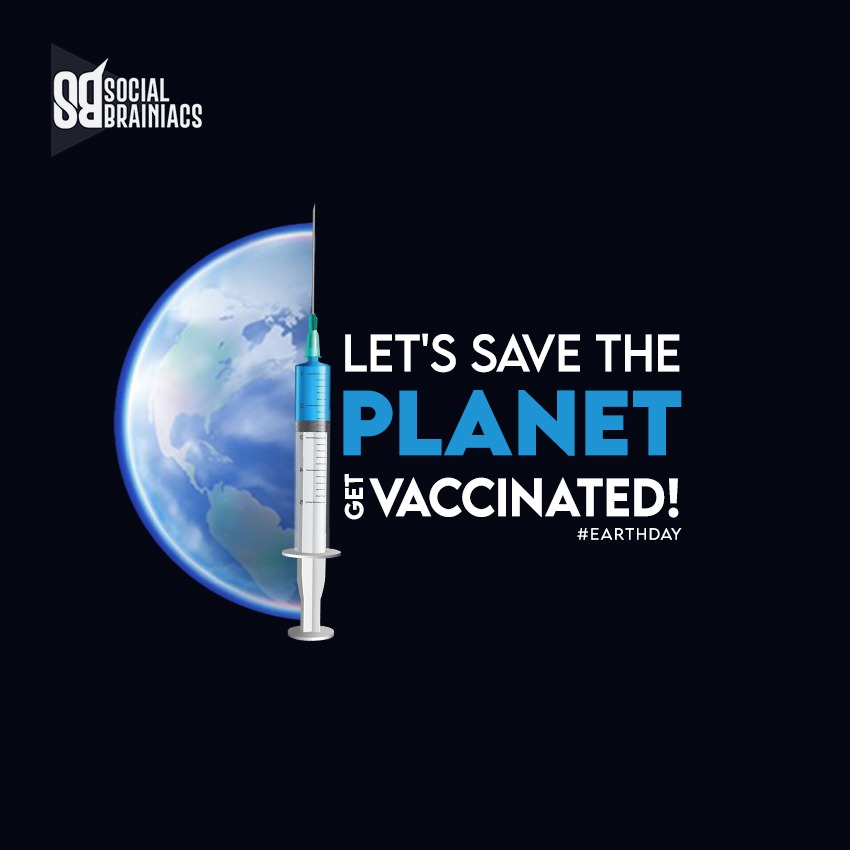 Let’s unite to control the pandemic. Get the jab that will save the planet.
#22ndApril #earthday #covid19 #earthday2021 
 #ahealthyearth #SocialBrainiacs