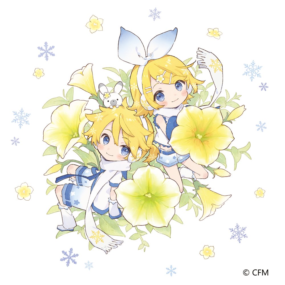 堀泉インコ 鏡音リン レン 雪ミクコラボのペチュニア 鏡音ペチュ レモネード こちらのイメージイラストを描かせていただきました 明るい黄色のお花がリンレンらしくてすごく可愛いです