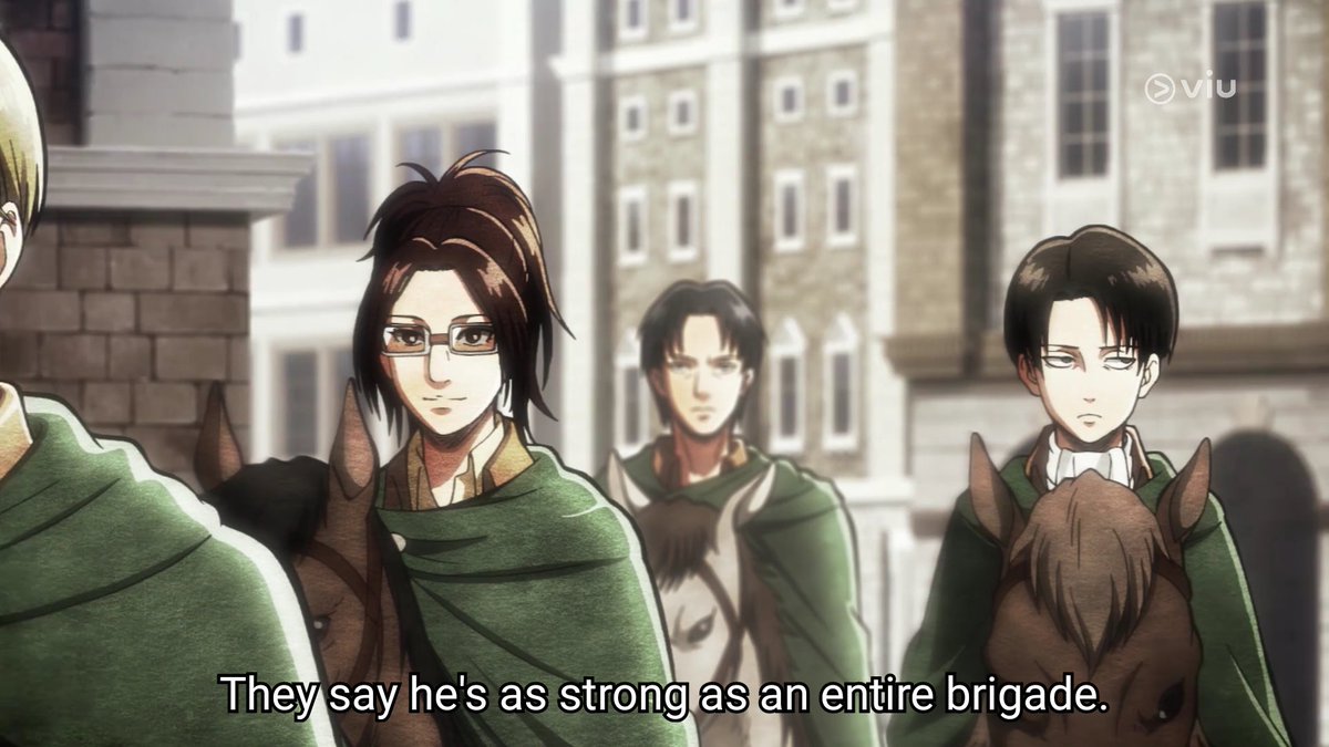 they are introduced together and from the start they already seem quite close. levi is cheered on for being "humanity's strongest" but levi doesn't seem to like being glorified. I think hanji knows this so they comment on a side about levi that others don't typically see.