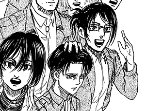 +levi and hanji not minding the close physical contact as seen in various official works.