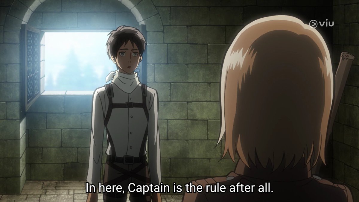 petra told eren that levi's word around the castle is the rule but that doesn't seem to apply to hanji. levi did not complain about hanji's decision either.