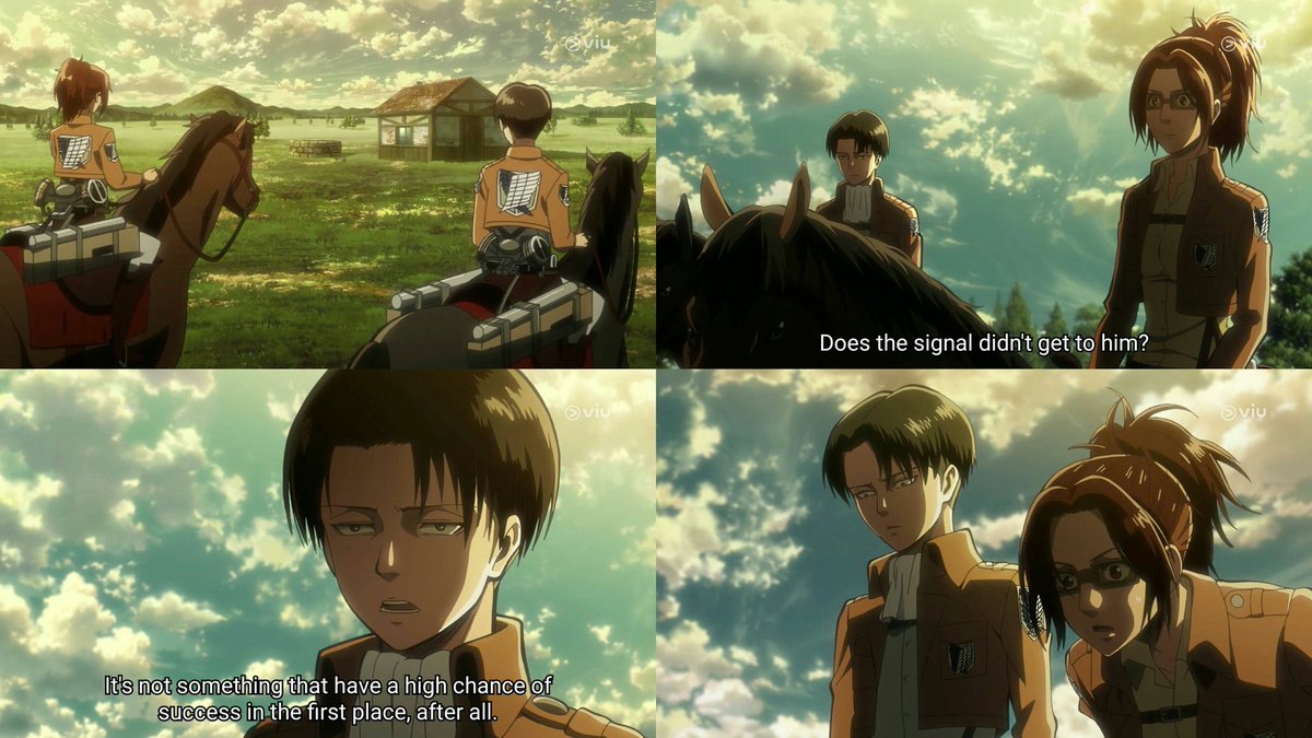 levi and his squad assists hanji and their squad during titan experiments. (this particular screenshot from the smartpass was actually from a dream sequence but by the end of it, hanji was actually in a middle of an experiment and levi was assisting them) https://snk-smartpass.tumblr.com/post/188355274575/good-night-dear-and-sweet-dreams-vol-05-hange
