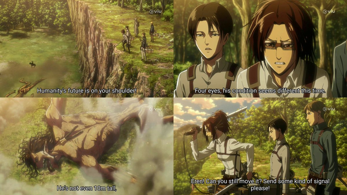 levi and his squad assists hanji and their squad during titan experiments. (this particular screenshot from the smartpass was actually from a dream sequence but by the end of it, hanji was actually in a middle of an experiment and levi was assisting them) https://snk-smartpass.tumblr.com/post/188355274575/good-night-dear-and-sweet-dreams-vol-05-hange