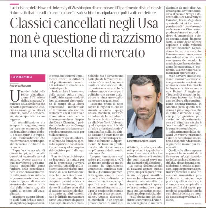 Ricordiamoci della cultura umanistica.
Grazie a @chiaramarchell1
E Andrea Bajani
(Il mio pezzo per <a href="/il_piccolo/">Il Piccolo</a>)