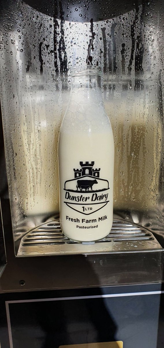 Dunster_Info's tweet photo. Just had to go and try Dunster Dairy for some fresh milk.
Bottles are £2 and can be re-used (and look fantastic) eggs are £1.50 for half a dozen, which cash is needed for the honesty box - but milk is £1 per litre and the self service machine takes cash or card.
#dunster https://t.co/8j0fS5xnKB