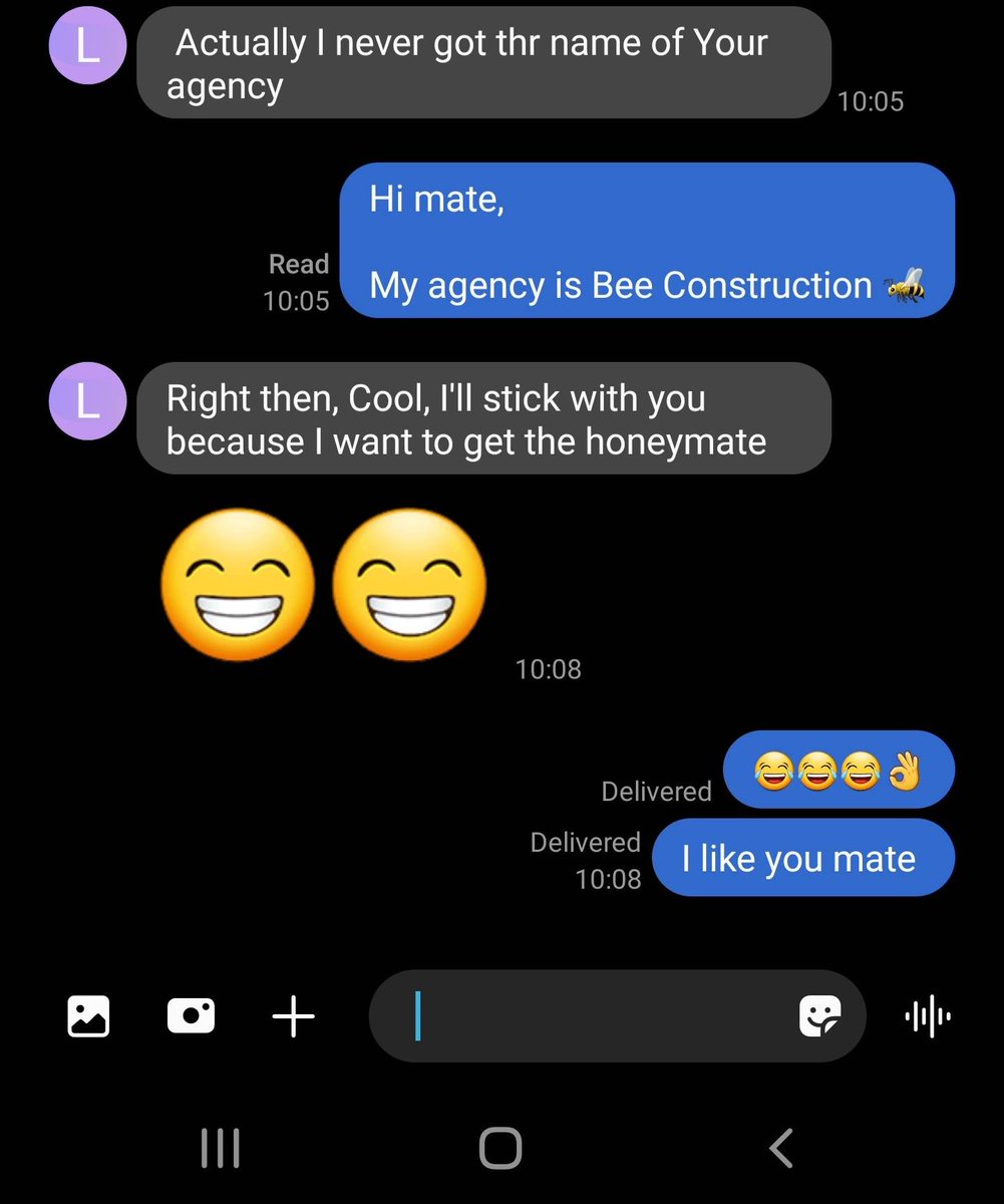 beeconstruct's tweet image. We had a message off one of our new workers who started work for us this morning. 

This made us laugh! 😂😂😂😂

Who else wants to earn some &quot;Honey?&quot; 🤣😉🐝🍯

#StickWithBeeConstruction #GetTheHoney