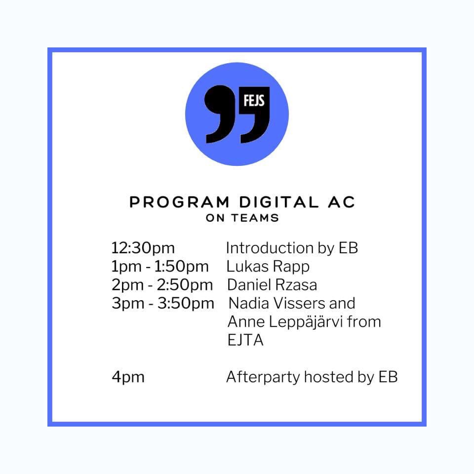 FEJSint's tweet photo. Our official program for our digital event this Saturday, the 24th of April, is published! In the following Tweets, you can find a short elaboration on the topics of the lectures ⬇️ https://t.co/NCT2mRbNgo