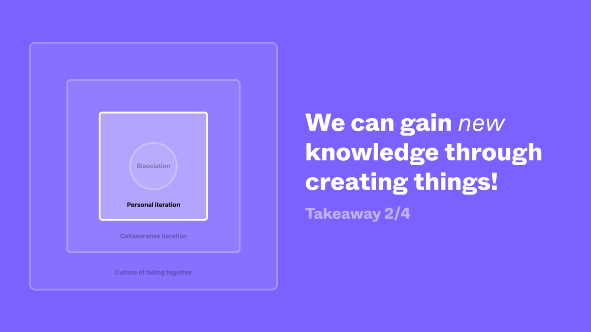 The second describes the core value of creation tools; They allow you to externalize all your knowledge, which allows you to gain *new* knowledge by evaluating your creation. Based on the "Mind ↔︎ Sketch" dialog described by Bill Buxton in "Sketching User Experiences".