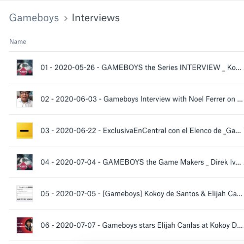 an update of the interview masterlist:a fellow gameboys fan shared a dropbox link w/ videos of ALL the interviews. they didn’t want to be credited but if you have Q’s, we’ll forward it to them.it’s an expansion of our gameboys community pantry!   https://cutt.ly/ovGh5jD 
