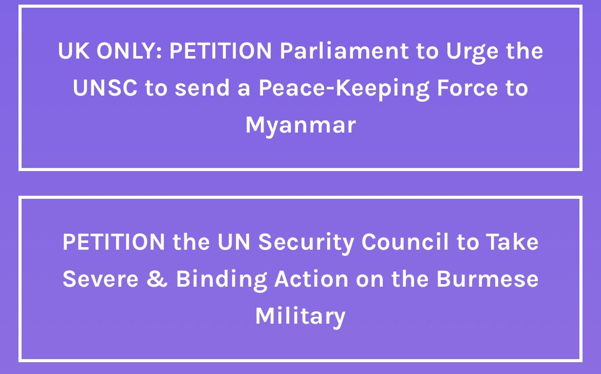 Sign some petitions! There’s a whole list of them here, and I know it’s easy to think “what’s the point” but your voice does matter, I promise! https://linktr.ee/meemalee I’ll highlight some specific ones too! #WhatsHappeningInMyanmar  #myanmar