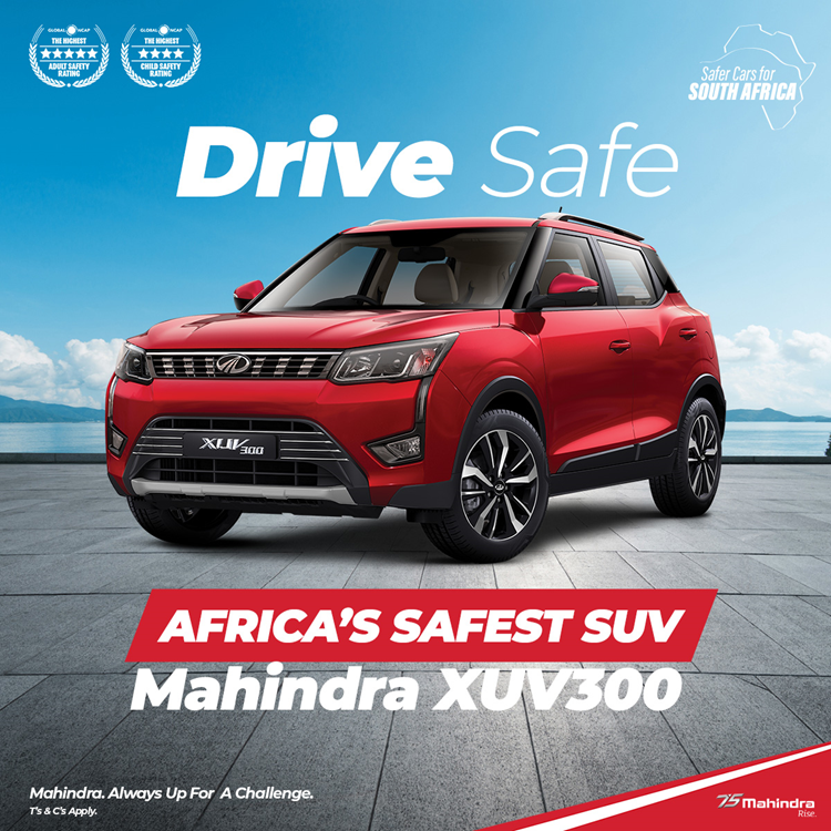 Mahindra_SA's tweet photo. Make every drive a safe one with the Mahindra XUV300. Make the switch to Africa’s safest SUV today. #AlwaysUpForAChallenge #MahindraSA #SafetyForAll #SafeMahindra #MahindraXUV300 #SaferCarsForAfrica #SaferCarsForSouthAfrica https://t.co/rIE3EP8OZR