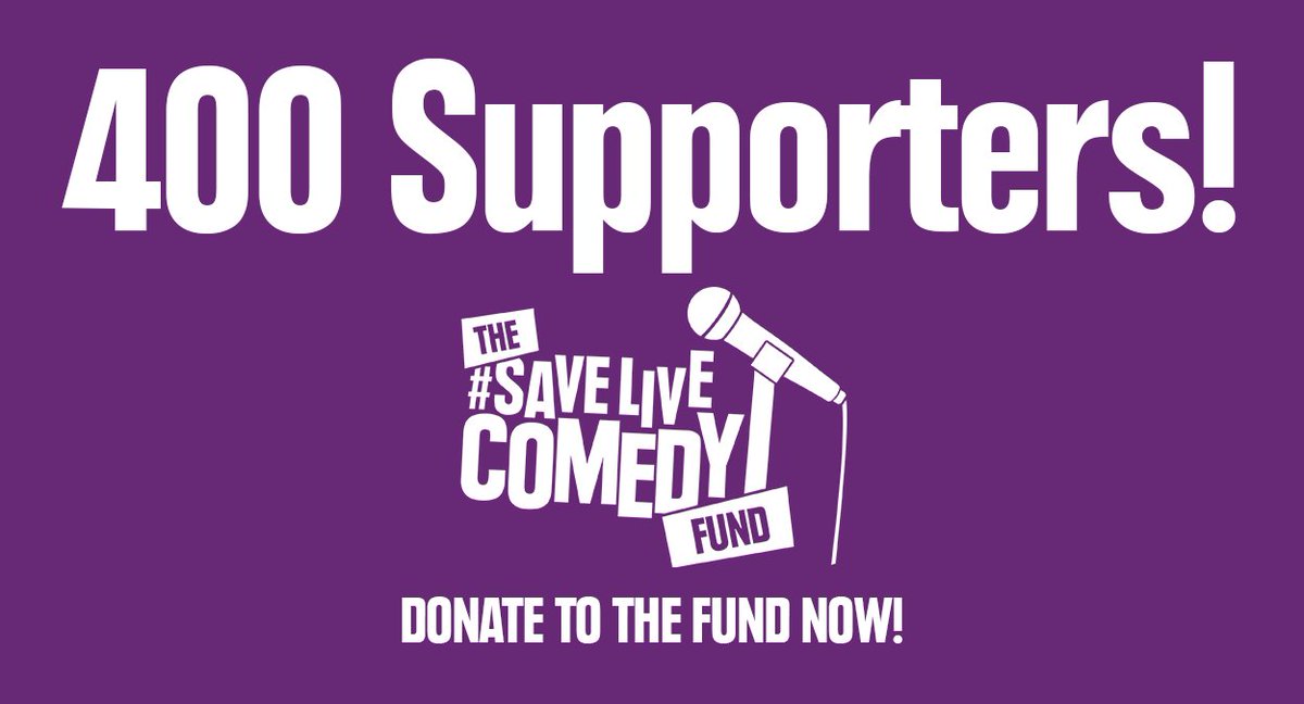 SaveLiveComedy's tweet image. Over 400 people have now supported the #SaveLiveComedy Fund, helping those most in need. We're less than £1000 away from our initial target of £50,000, which will provide 100 hardship grants.

Donate now: crowdfunder.co.uk/savelivecomedy

Apply to the Fund: savelivecomedy.co.uk