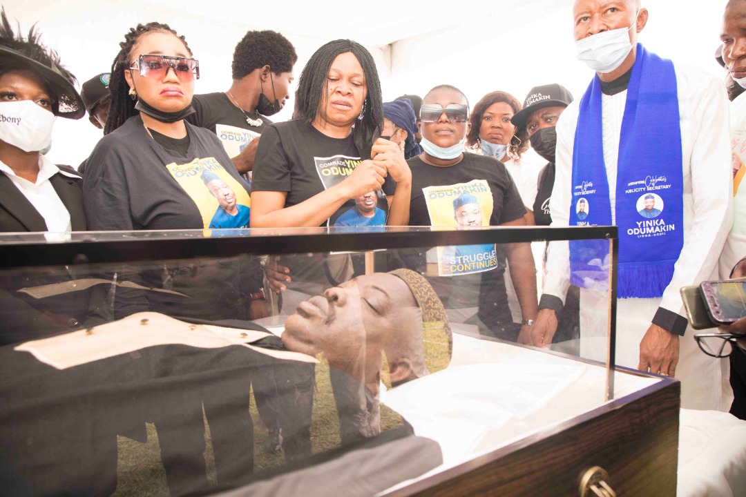 Dr Joe Odumakin (@drjoeodumakin) on Twitter photo ...the part of me you took
and the part of you i hold
will never grow cold...
the ceremonies will be done,
but you will be buried in my heart.
.... Comrade Yinka Odumakin's Lying-In-State at the Police College. Ikeja Lagos.
In the portrait is his widow <a href="/DrJoeOdumakin/">Dr Joe Odumakin</a> ...the part of me you took
and the part of you i hold
will never grow cold...
the ceremonies will be done,
but you will be buried in my heart.
.... Comrade Yinka Odumakin's Lying-In-State at the Police College. Ikeja Lagos.
In the portrait is his widow <a href="/DrJoeOdumakin/">Dr Joe Odumakin</a>
